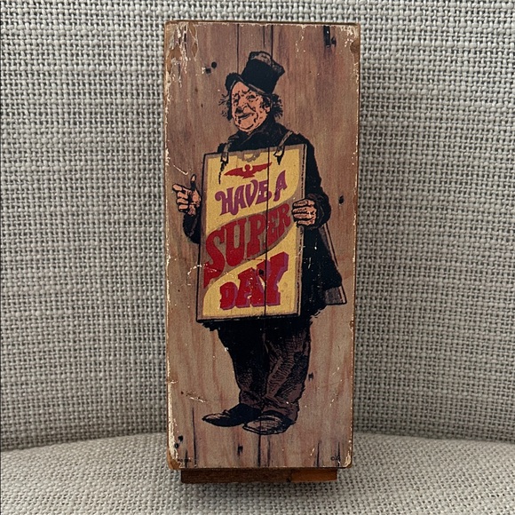 Vintage American Greeting Blockbusters 1975 wooden plaque - Have a Super Day - Picture 1 of 6